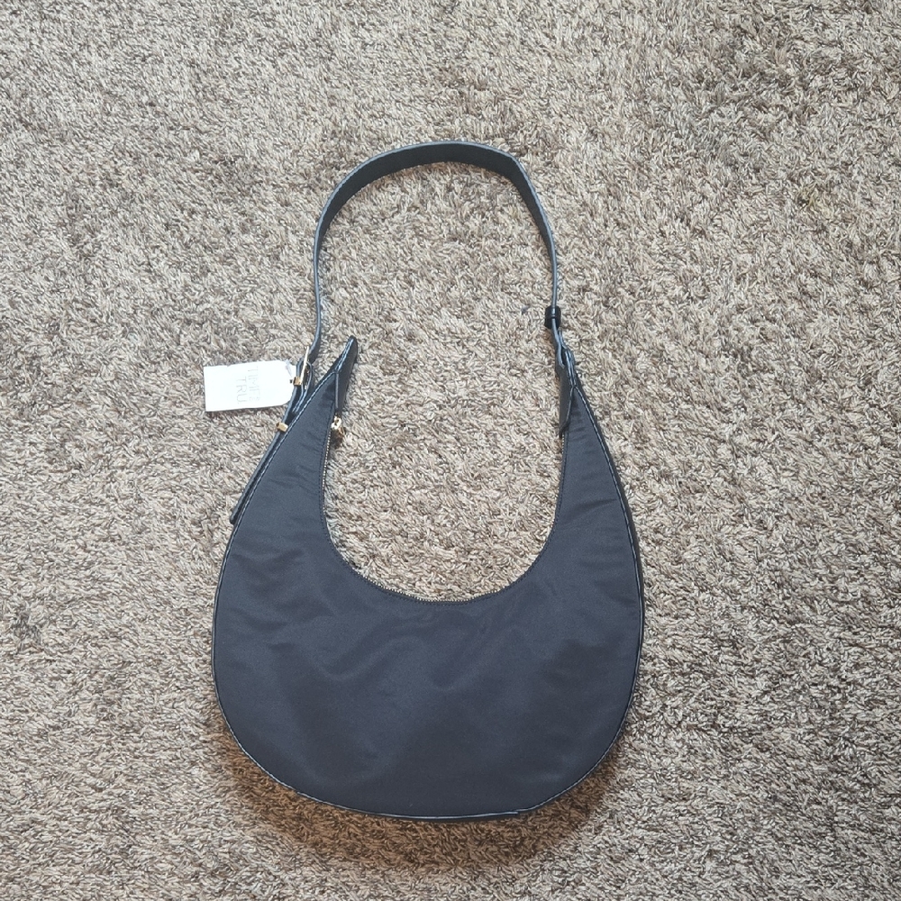 Black Adjustable Shoulder Strap Handbag Purse Tote Bag Time and Tru